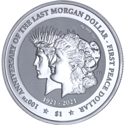 1 Dollar - Elizabeth II Transition of the Morgan Dollar to the Peace Dollar; Silver back