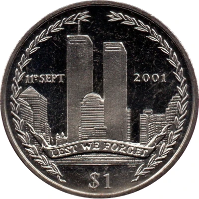 1 Dollar - Elizabeth II Twin Towers back