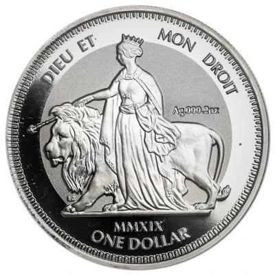 1 Dollar - Elizabeth II Una and Lion; Piedfort back