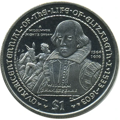 1 Dollar - Elizabeth II William Shakespeare back