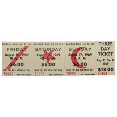 1 Dollar - Elizabeth II Woodstock Ticket back