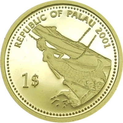 1 Dollar Jellyfish; Gold Proof Issue front