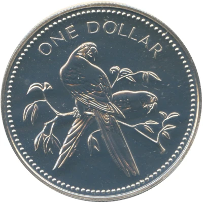 1 Dollar Scarlet Macaw; Copper-Nickel back