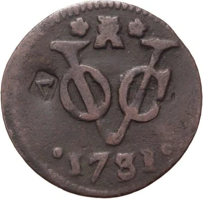 1 Duit Zeeland - With "V" countermark back