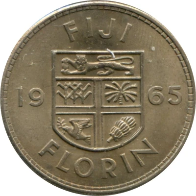 1 Florin - Elizabeth II 1st portrait back