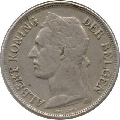 1 Franc - Albert I Dutch text front