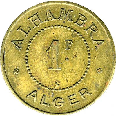 1 Franc (Alhambra - Alger) ND back