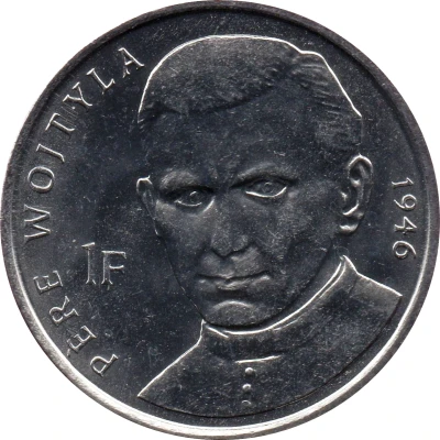 1 Franc Pope John Paul II back