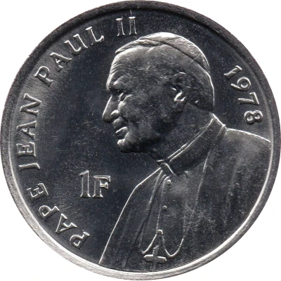 1 Franc Pope John Paul II back