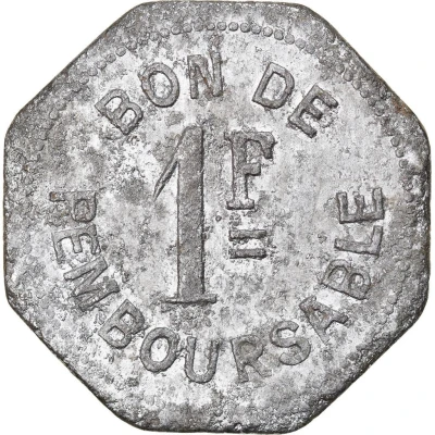 1 Franc Société Anonyme Token Coinage ND back