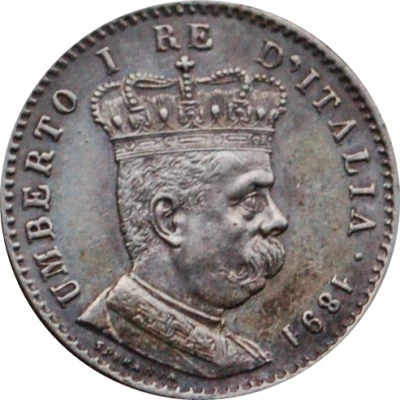 1 Lira / 2⁄10 Rial - Umberto I front