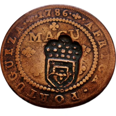 1 Macuta - Maria II Countermark CROWNED SHIELD over "½ Macuta, Maria I and PedroIII" ND front