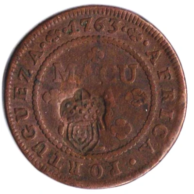 1 Macuta - Maria II Countermark "Crowned Shield" over "½ Macuta, José I" ND front