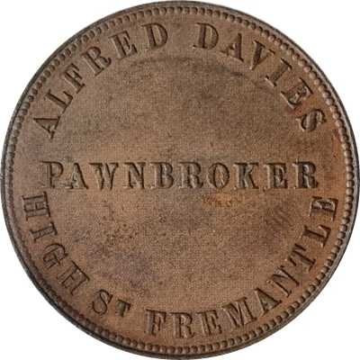 1 Penny - Alfred Davies, Pawnbroker Fremantle; Western Australia back