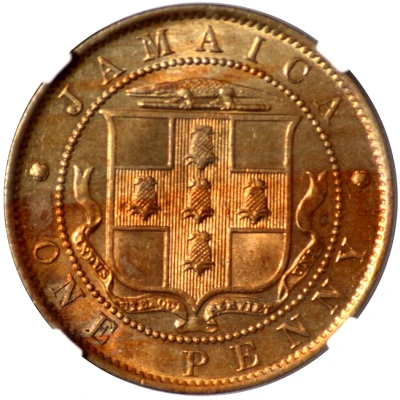 1 Penny - Edward VII Arms with vertical shading back