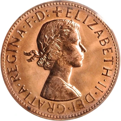 1 Penny - Elizabeth II 1st Portrait; with "F:D:" front