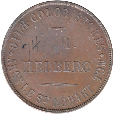 1 Penny - Hedberg - Seated Figure Hobart; Tasmania - Late Strike Mule front