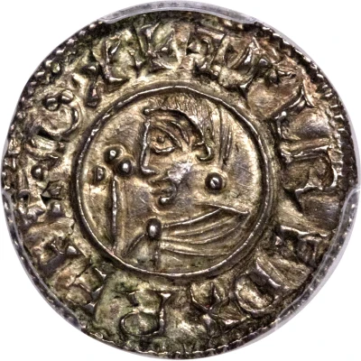 1 Penny In the name of Aethelred; Crux type, bust left front