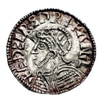 1 Penny In the name of Aethelred; Helmet type front