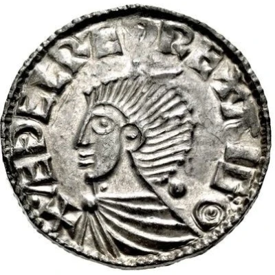 1 Penny In the name of Aethelred; Long cross front