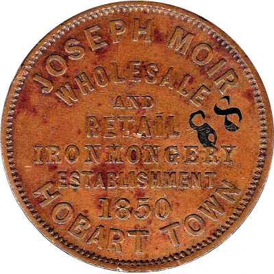 1 Penny - Joseph Moir Hobart; Tasmania ND back