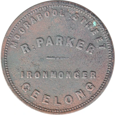 1 Penny - R. Parker - Ironmonger Large Series 35 mm, Colon after R - Geelong; Victoria ND front