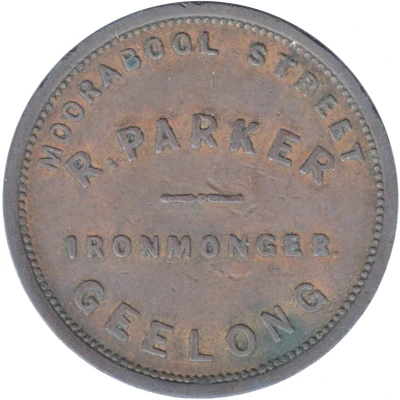 1 Penny - R. Parker - Ironmonger Late Series 34 mm, Colon after R - Geelong; Victoria ND front