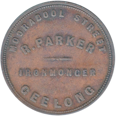 1 Penny - R. Parker - Ironmonger Late Series 34 mm, Dot after R - Geelong; Victoria ND front