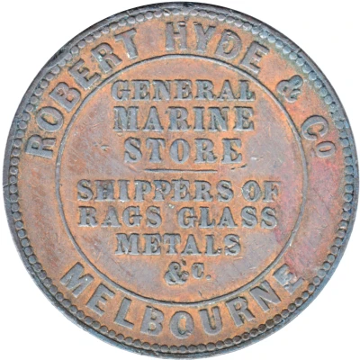 1 Penny - Robert Hyde and Co. 1857 Melbourne, Victoria front