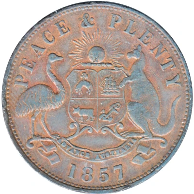 1 Penny - Robert Hyde and Co. 1857 Melbourne, Victoria back