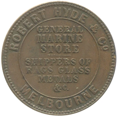 1 Penny - Robert Hyde and Co. 1861 Melbourne, Victoria front