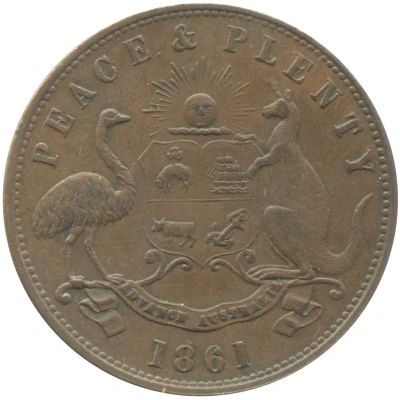 1 Penny - Robert Hyde and Co. 1861 Melbourne, Victoria back