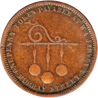 1 Penny - William Andrew Jarvey Hobart; Tasmania ND front