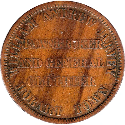 1 Penny - William Andrew Jarvey Hobart; Tasmania ND back