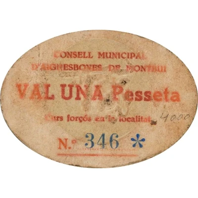 1 Peseta (Aigüesbones de Montbui) ND front