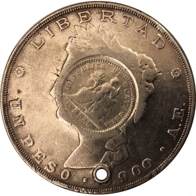 1 Peso Counterstamped coinage back