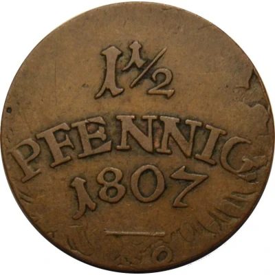 1½ Pfennig - Charles August back