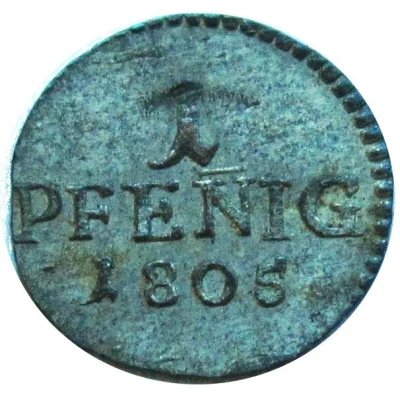 1 Pfennig - Charles Frederick William back