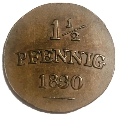 1½ Pfennig - Charles Frederick back