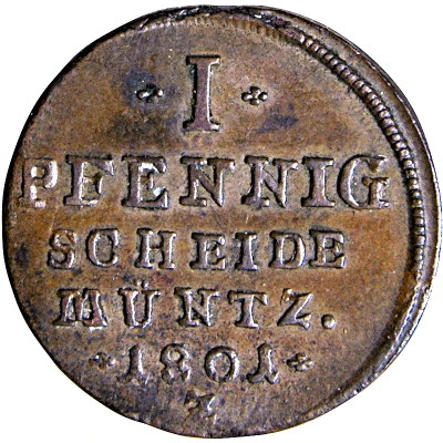 1 Pfennig - Charles Louis and Henry Christian Frederick back