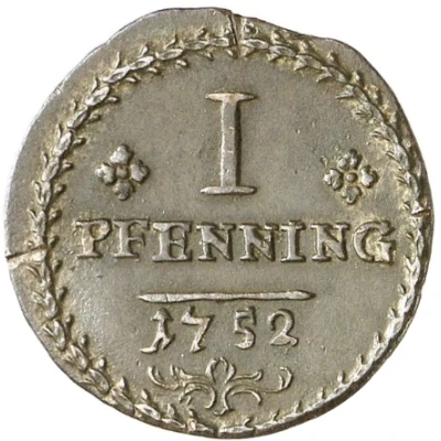 1 Pfennig - Charles William Frederick back