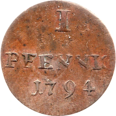 1 Pfennig - Frederick Albert back