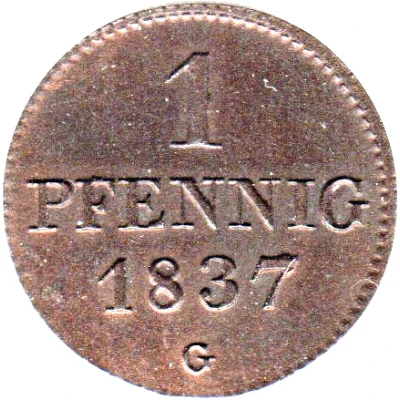 1 Pfennig - Frederick August II back