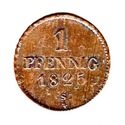 1 Pfennig - Frederick August I back