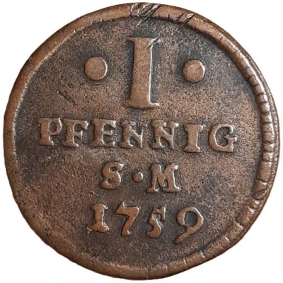 1 Pfennig - John Frederick Charles of Ostein back