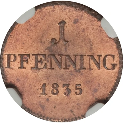 1 Pfennig - Louis I back