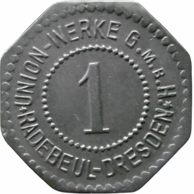 1 Pfennig - Radebeul-Dresden (Union Werke G.M.B.H.) ND front