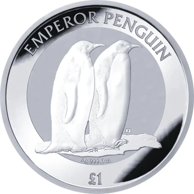 1 Pound - Charles III Emperor penguin; Silver bullion back