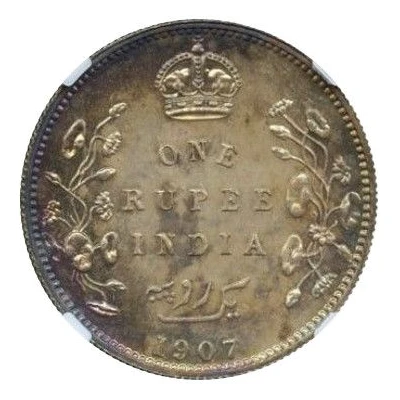 1 Rupee - Edward VII Straits Settlements Pattern Mule; Modernised 2nd Style back