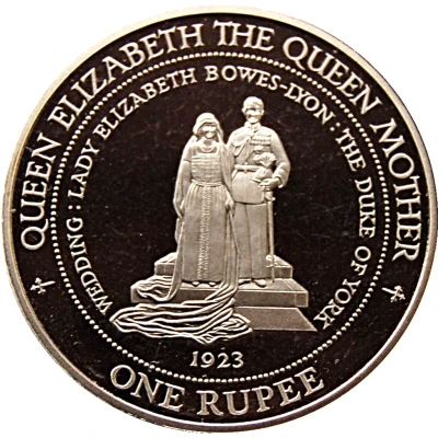 1 Rupee Queen Mother back